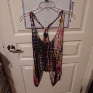 Sequined tank top with split open back